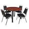 Kee Kee Round Table & Chair Set, Wood, Metal, Vinyl Top, Cherry TB48RNDCHBPBK29BK - alternate 1